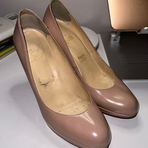 Christian Louboutin nude platform heel